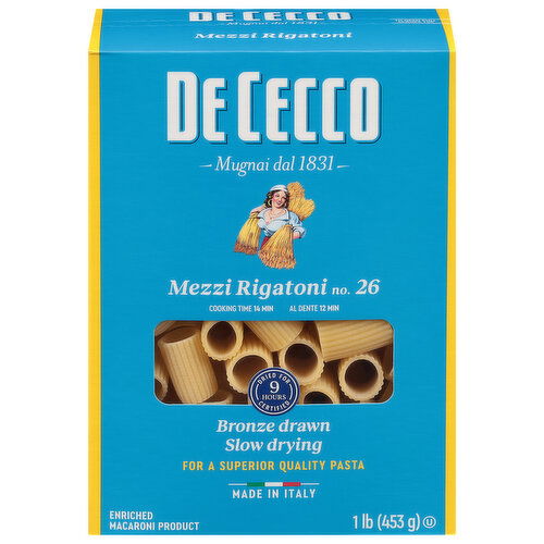 De Cecco Mezzi Rigatoni, No. 26