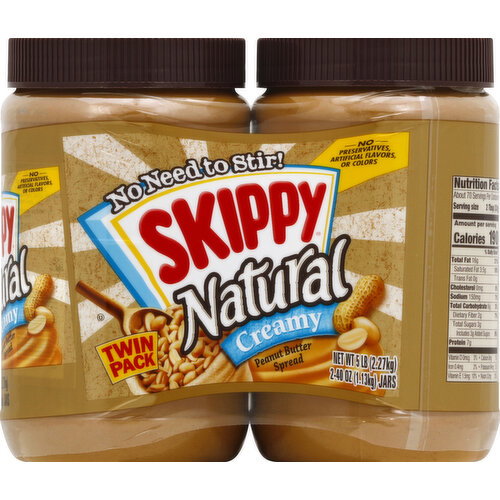 Skippy Peanut Butter Spread, Creamy, Twin Pack Image 1 of 4