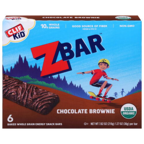 Zbar Energy Snack Bars, Whole Grain, Baked, Chocolate Brownie