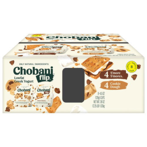 Chobani Yogurt, Greek, S'more S'mores/Cookie Dough, Family Variety 8 Pack