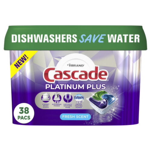 Cascade Platinum Plus Dishwasher Pods, Fresh