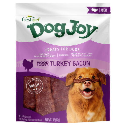 Freshpet Dog Treat, Dog Joy Wood-Smoked Turkey Bacon Treat 3 oz Bag