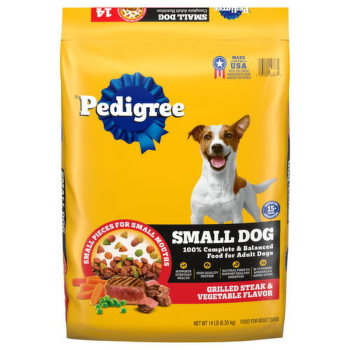 Pedigree Food for Dogs, Adult, Small Dog, Grilled Steak & Vegetable Flavor