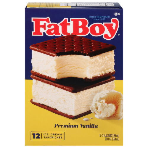 FatBoy Ice Cream Sandwiches, Premium Vanilla