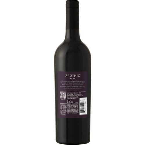 Apothic Red Blend, Dark, California, 2015