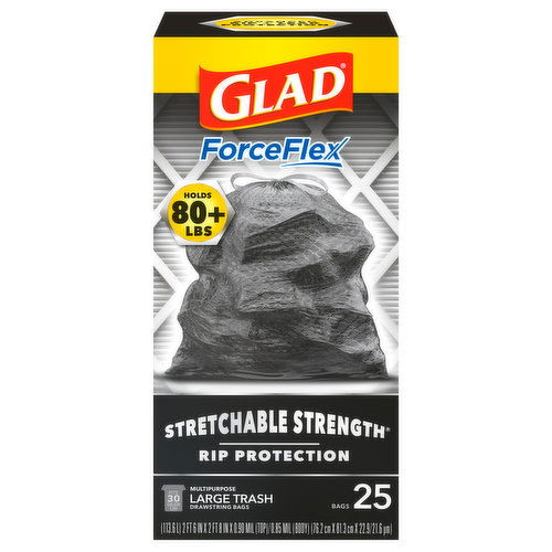 Glad Drawstring Bags, Large Trash, Multipurpose, 13 Gallon