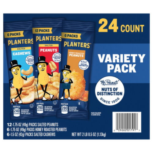 Planters Salted/Honey Roasted Cashews & Peanuts Variety Pack