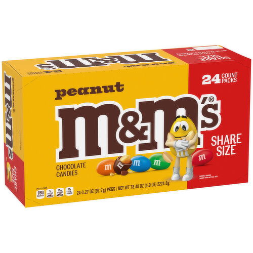 M&M'S M&M's King Size Peanut Chocolate Candy Bulk Box, 24 ct