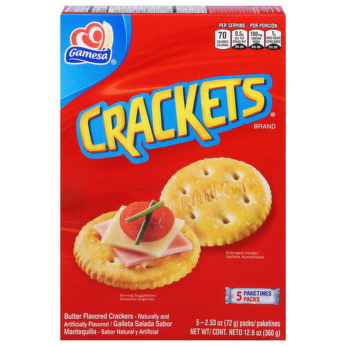 Gamesa Crackers, Butter Flavored, 5 Packs