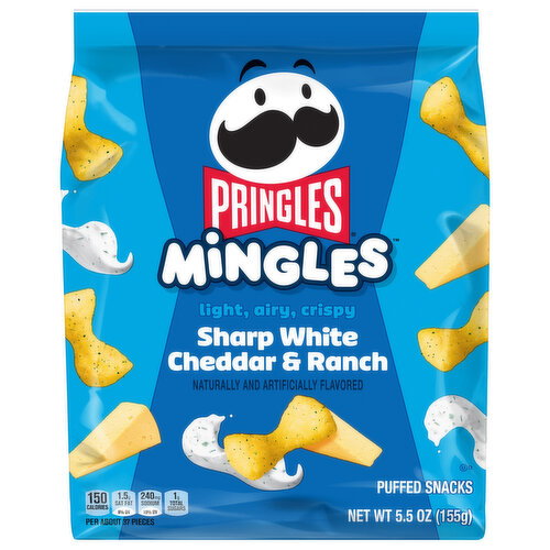 Pringles Sharp White Cheddar & Ranch Puffed Snacks Image 1 of 6