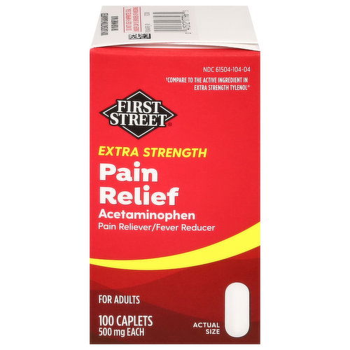 First Street Pain Relief, Extra Strength, 500 mg, Caplets