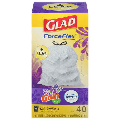 Glad Drawstring Bags, Lavender Scent, Tall Kitchen