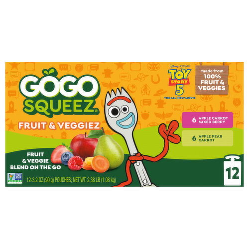 GoGo Squeez Apple Carrot Mixed Berry/Apple Carrot Pear Fruit & Veggies