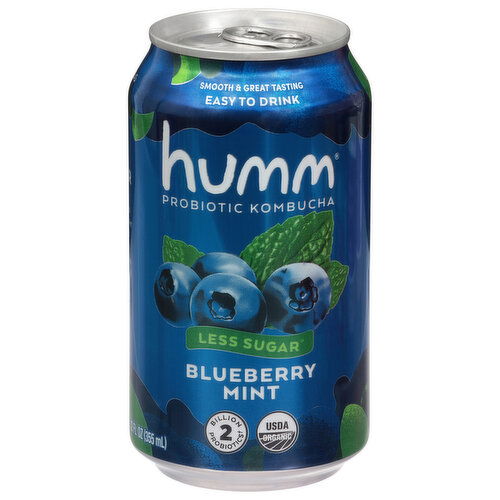 Humm Less Sugar Probiotic Blueberry Mint Kombucha