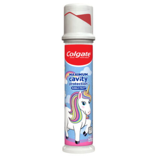 Colgate Cavity Protection Toothpaste Pump with Fluoride, ADA Accepted, Ages 6+, Bubble Fruit,