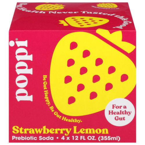 Poppi Prebiotic Soda, Strawberry Lemon