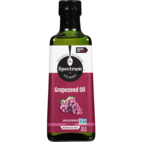 Spectrum Culinary Grapeseed Oil, Medium High Heat, Refined