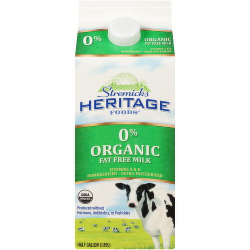 Stremicks Heritage Foods Organic 0% Fat Free Milk