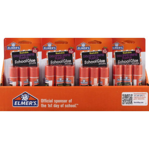 Elmers School Glue Sticks, Disappearing Purple, Washable