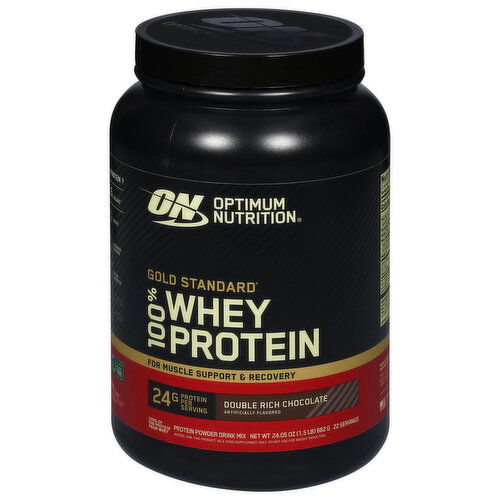 Optimum Nutrition Protein Powder Drink Mix, 100% Whey Protein, Double Rich Chocolate