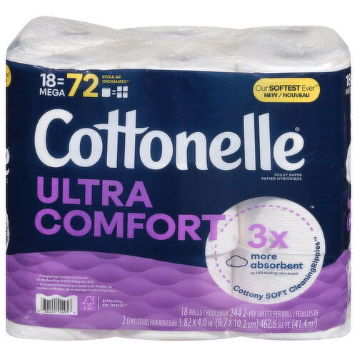 Cottonelle Toilet Paper, Mega Rolls, 2-Ply