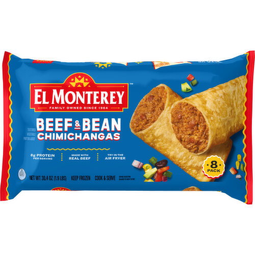 El Monterey Beef & Bean Chimichangas, 8 Count (Frozen)