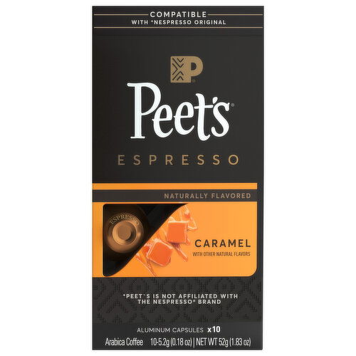 Peet's Coffee, Arabica, Espresso, Caramel, Aluminum Capsules