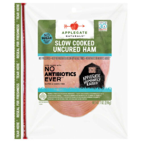 Applegate Naturals Ham, Uncured, Slow Cooked