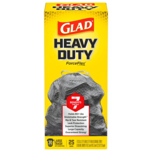 Glad Heavy Duty 30 Gallon Large Trash 2 Ft  6 Inch Bags