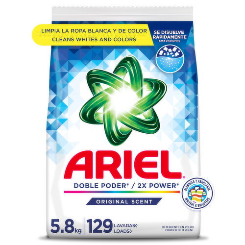 Ariel Ariel Powder Laundry Detergent, Original Scent, 5.8 kg, 129 Loads Image 1 of 6