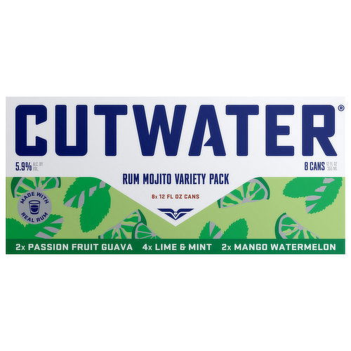 Cutwater Rum Mojito, Passion Fruit Guava/Lime & Mint/Mango Watermelon, Variety Pack