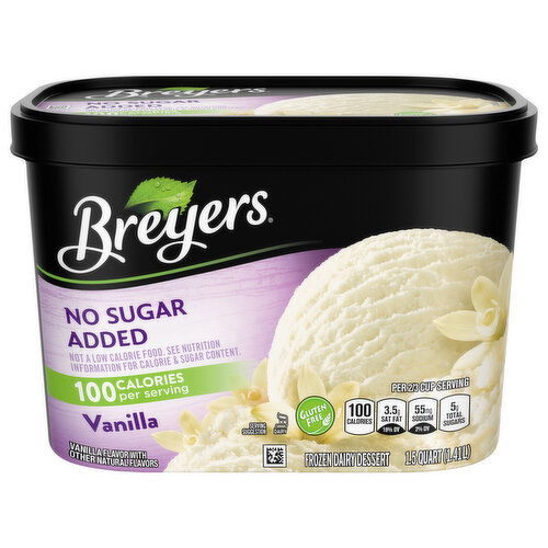 Breyers Frozen Dairy Dessert, Vanilla, No Sugar Added