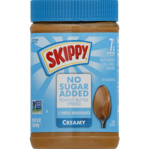 Skippy Peanut Butter Spread, No Sugar Added, Creamy