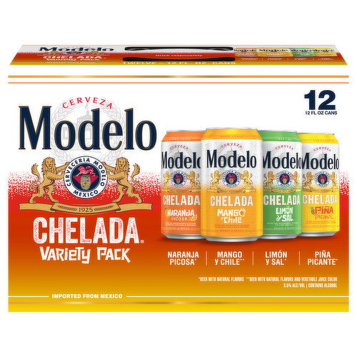 12 Pack Modelo Chelada Beer, Variety Pack