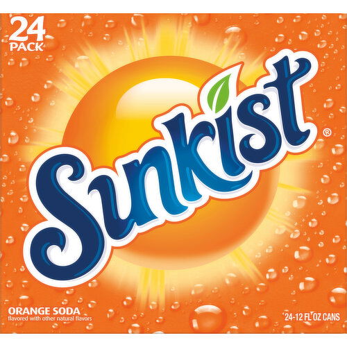 Sunkist Soda, Orange, 24 Pack