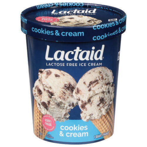 Lactaid Ice Cream, Lactose Free, Cookies & Cream