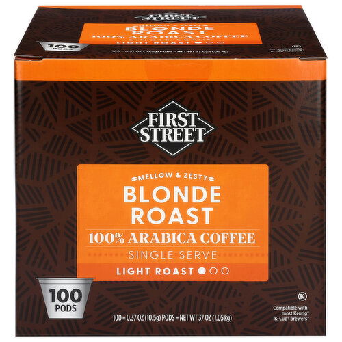 First Street Pods Single Serve 100% Arabica Light Roast Blonde Roast Coffee