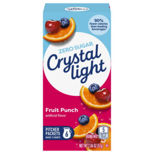 Crystal Light Pitcher Packets Zero Sugar Fruit Punch Drink Mix