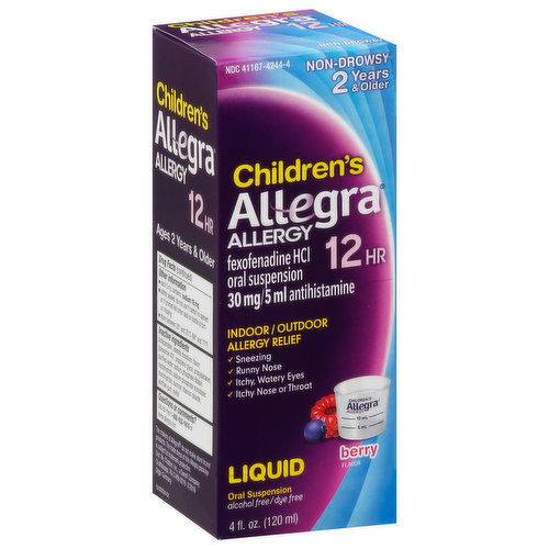 Allegra Allergy Relief, Indoor/Outdoor, Berry Flavor, Children's, Liquid