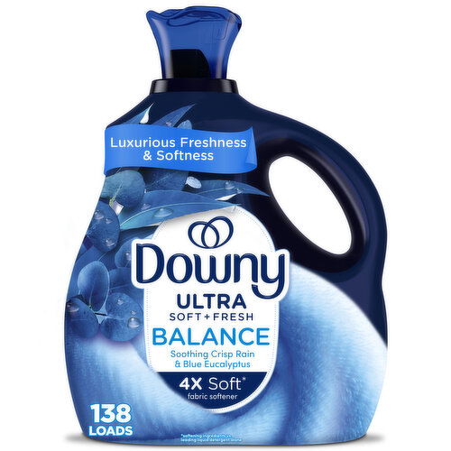 Downy Ultra Soft Plus Fresh Fabric Softener Liquid, Balance, Crisp Rain & Blue Eucalyptus, 138 Lds