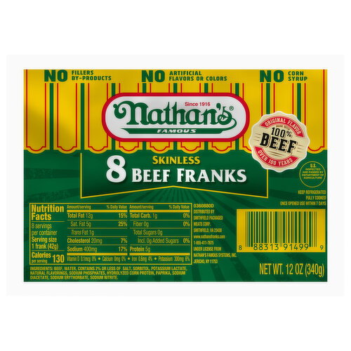 Nathan's Skinless Beef Franks Image 1 of 6