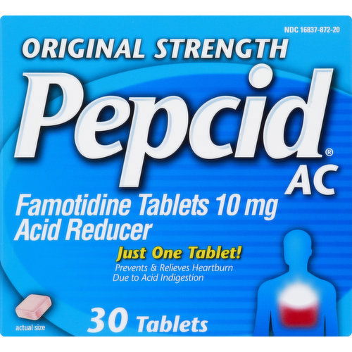 Pepcid Acid Reducer, Famotidine Tablets, Original Strength, 10 mg