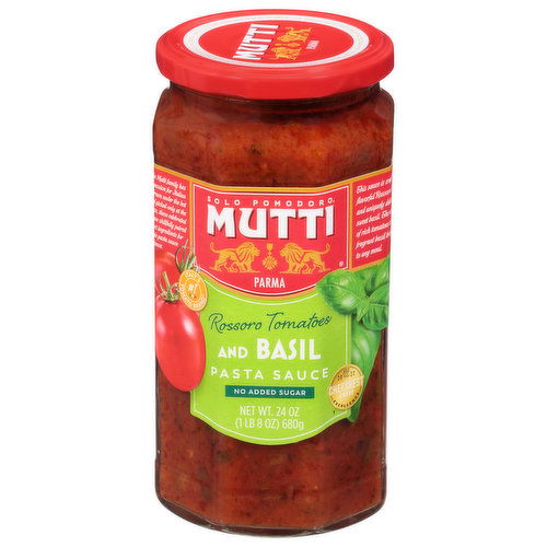 Mutti Pasta Sauce, No Added Sugar, Rossoro Tomatoes and Basil