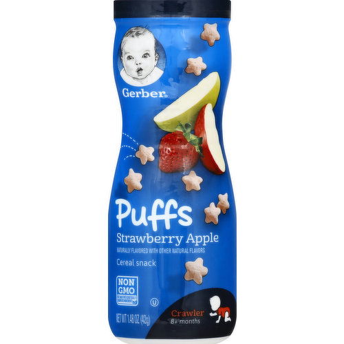 Gerber Cereal Snack, Puffs, Strawberry Apple