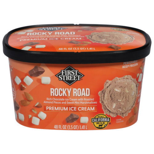 First Street Ice Cream, Premium, Rocky Road