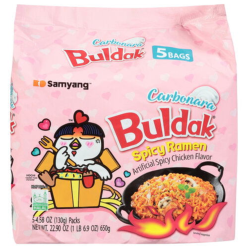 Samyang Spicy Ramen, Spicy Chicken Flavor, Carbonara