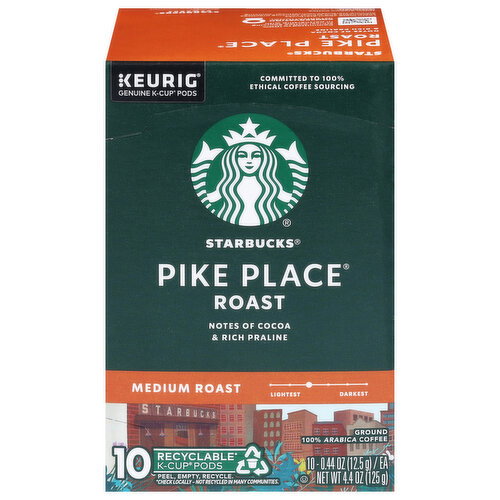 Starbucks K-Cup Pods Ground Arabica Medium Roast Pike Place Roast Coffee