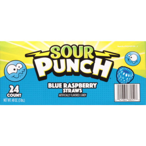 Sour Punch Candy, Blue Raspberry Straws