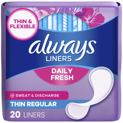 Always Daily Fresh Thin Liners, Regular, Unscented Panty Liners