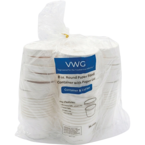8oz Paper Food Container/Lid Combo Pack